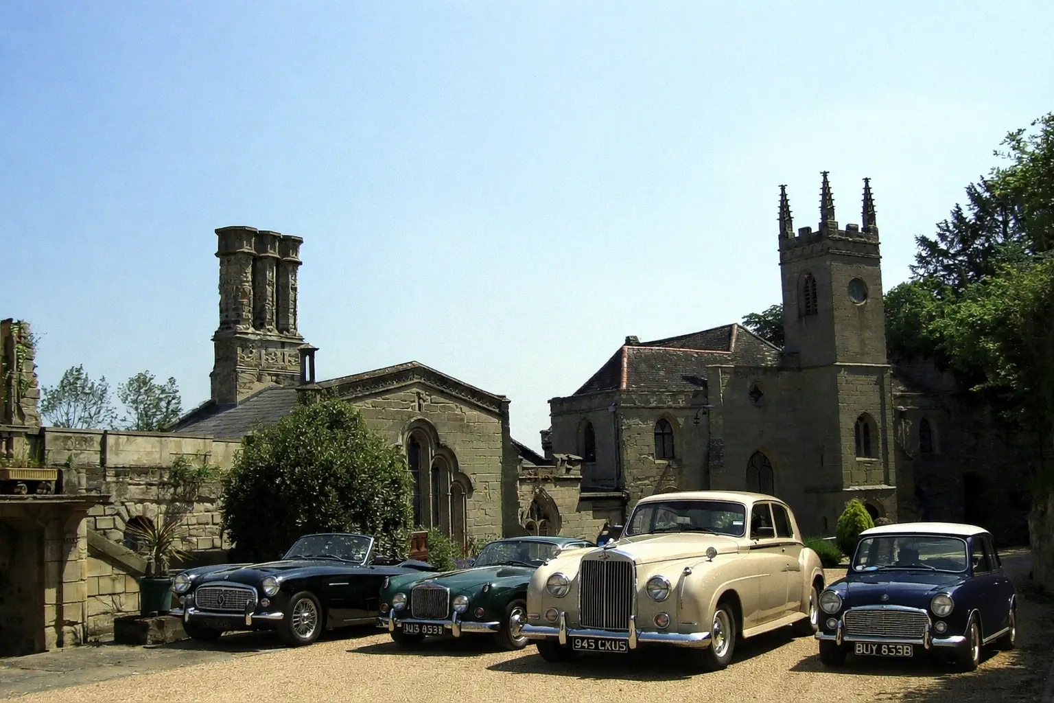 Mock up of classic cars at Guy's Cliffe