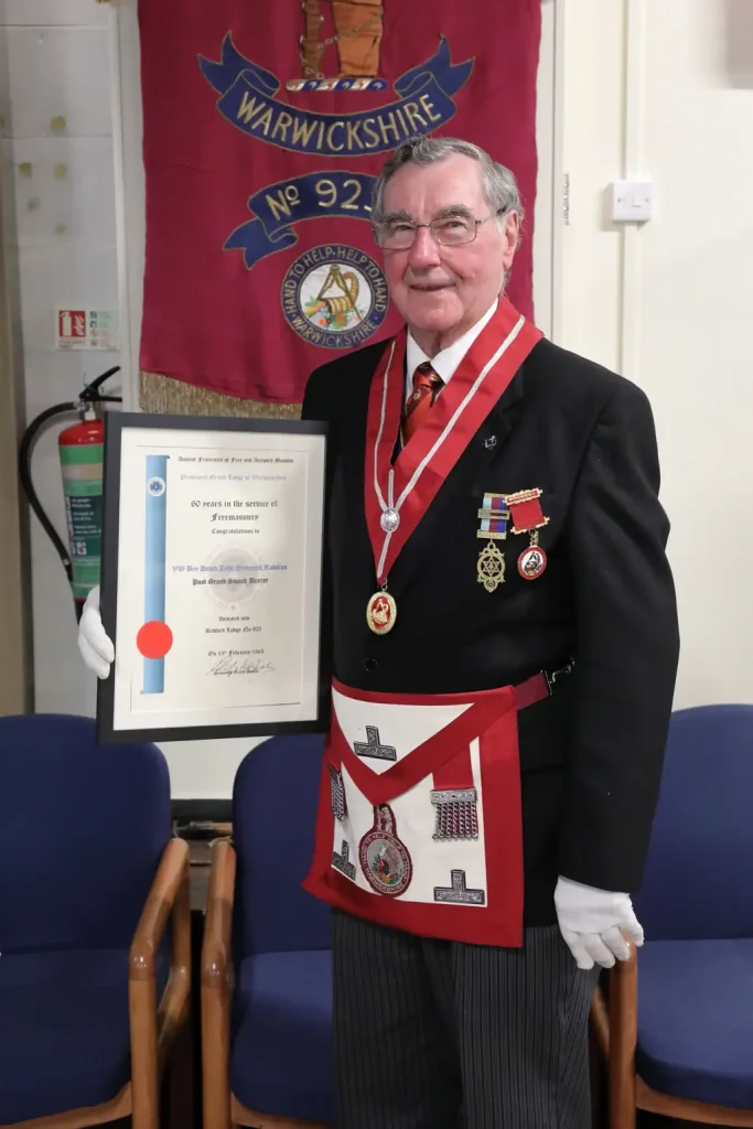 Warwickshire Freemasons: David Rawlins 60-year certificate
