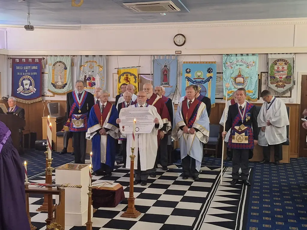 Centenary of Forest of Arden Chapter No. 3826. Featuring the presentation of the Centenary Charter, Provincial officers, ceremonial processions and Companions enjoying the festive board. The celebration took place at Knowle Masonic Centre on 13 October 2026, marking 100 years since the Chapter's consecration on 12 October 1926.