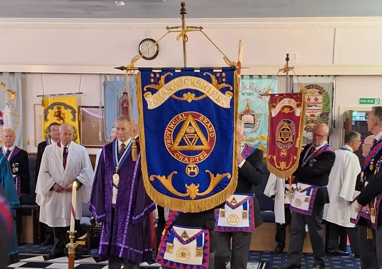 Centenary of Forest of Arden Chapter No. 3826. Featuring the presentation of the Centenary Charter, Provincial officers, ceremonial processions and Companions enjoying the festive board. The celebration took place at Knowle Masonic Centre on 13 October 2026, marking 100 years since the Chapter's consecration on 12 October 1926.