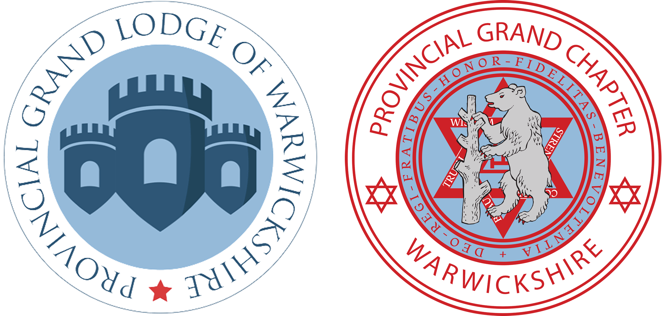Warwickshire Provincial Grand Lodge and Warwickshire Provincial Grand Chapter logos side by side