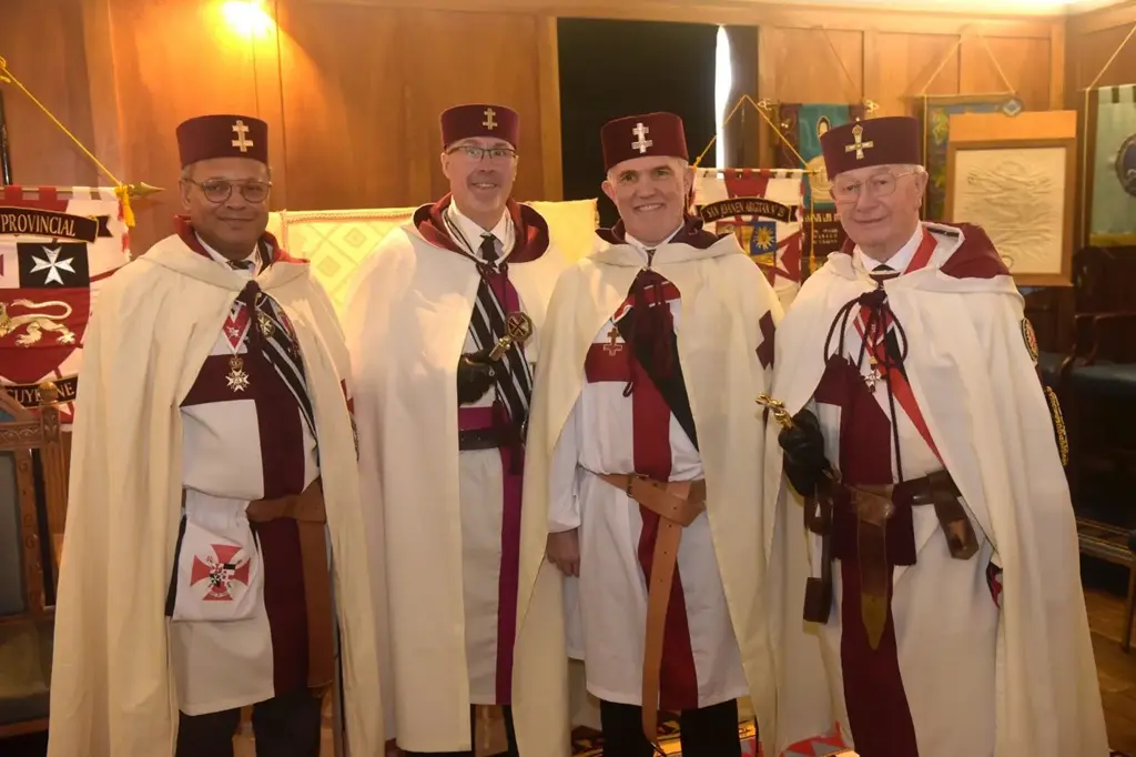 The Provincial Marshal (Guyenne), the host Provincial Prior, Éminent Précepteur and R.E.Kt Graham Perkins KCT (a Consecrating Officer in 2004)