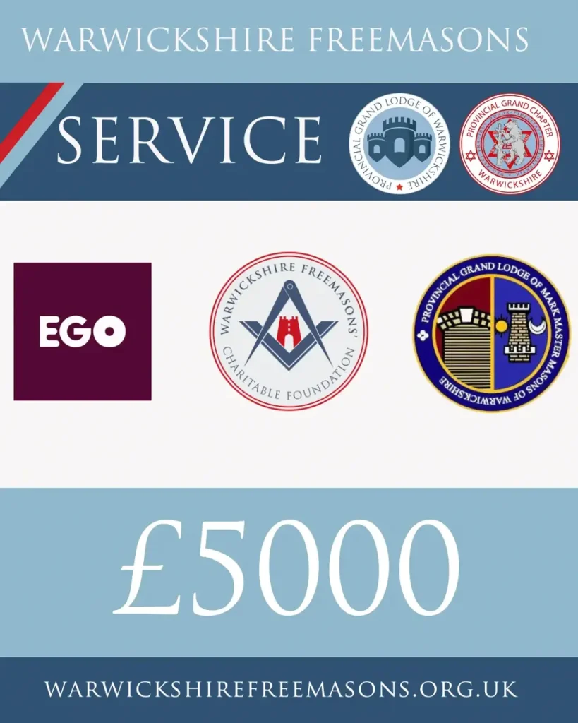 Warwickshire Freemasons donate £5,000 to Ego Arts